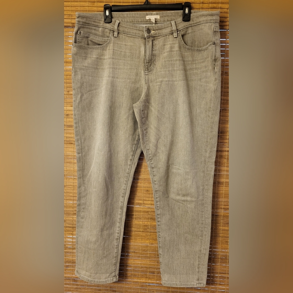 Eileen Fisher Relaxed Fit Gray Wash Organic Cotton Jeans Women's Size 16